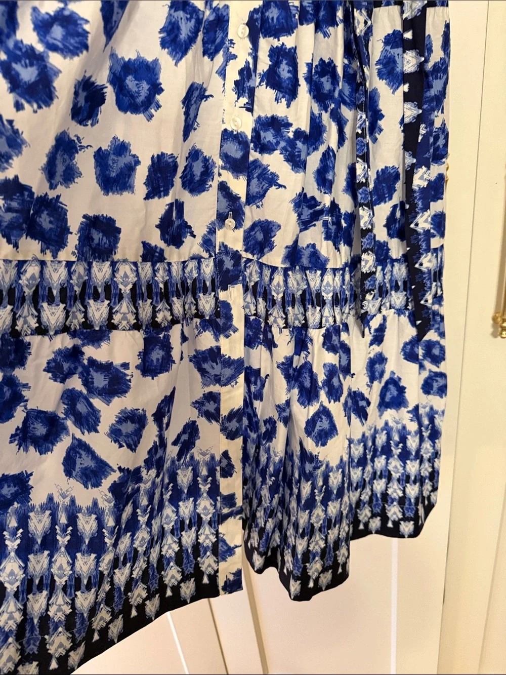 Abercrombie & Fitch White and Blue Floral Tie Maxi Dress